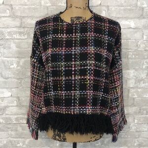 Zara Tweed Fringe Crop Top